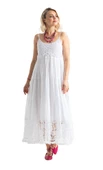 Askılı Şile Bezi Didem Uzun Yazlık Elbise Beyaz Byz XL Beyaz thumbnail 8