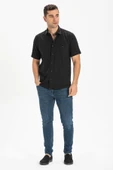 Kısa Kol Şile Bezi Tek Cepli Erkek Yazlık Gömlek Siyah 3003 L Siyah thumbnail 4