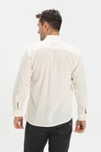 Uzun Kol Şile Bezi Tek Cepli Erkek Yazlık Gömlek Krem 3002 XL Krem thumbnail 2