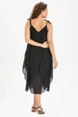 Askılı Vual Afrodit Midi Boy Yazlık Elbise Siyah 6051 thumbnail 2