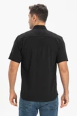 Kısa Kol Şile Bezi Tek Cepli Erkek Yazlık Gömlek Siyah 3003 XL Siyah thumbnail 2