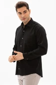 Uzun Kol Şile Bezi Tek Cepli Erkek Yazlık Gömlek Siyah 3003 2XL Siyah - 4