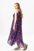 Askılı Vual Afrodit Midi Boy Yazlık Elbise Mor 6084 thumbnail 5