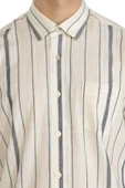 Kısa Kol Şile Bezi Tek Cepli Erkek Yazlık Gömlek Ekru Gri Çizgili 3028 2XL Ekru Gri Çizgili thumbnail 3