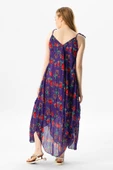 Askılı Vual Afrodit Midi Boy Yazlık Elbise Mor 6084 thumbnail 2