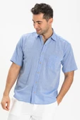 Kısa Kol Şile Bezi Tek Cepli Erkek Yazlık Gömlek Mavi 3032 XL Mavi thumbnail 3