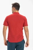 Kısa Kol Şantuklu Pamuk Bodrum Yazlık Erkek Gömlek Kırmızı 3051 M Kırmızı thumbnail 2