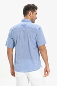 Kısa Kol Şile Bezi Tek Cepli Erkek Yazlık Gömlek Mavi 3032 XL Mavi thumbnail 2