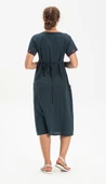 Kısa Kol Şile Bezi Büyük Beden Melek Midi Boy Yazlık Elbise Petrol Ptrl 4XL Petrol thumbnail 2