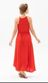 Askılı Şile Bezi Sima Uzun Yazlık Elbise Kırmızı Krmz S Kırmızı thumbnail 2