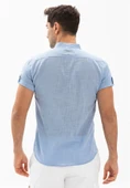 Kısa Kol Şantuklu Pamuk Bodrum Yazlık Erkek Gömlek Açık Mavi 3074 S Açık Mavi thumbnail 2