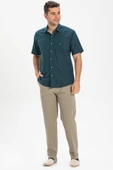 Kısa Kol Şile Bezi Tek Cepli Erkek Yazlık Gömlek Koyu Petrol 3069 XL Koyu Petrol thumbnail 1