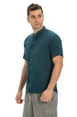 Kısa Kol Şantuklu Pamuk Bodrum Yazlık Erkek Gömlek Koyu Petrol 3069 XL Koyu Petrol thumbnail 5