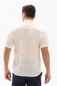 Kısa Kol Köy Bezi Erkek Yazlık Gömlek Krem 3002 - 2