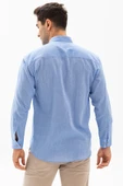 Uzun Kol Şile Bezi Hakim Yaka Tek Cepli Erkek Yazlık Gömlek Mavi 3032 XL Mavi thumbnail 2