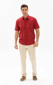 Büyük Beden Kısa Kol Şile Bezi Tek Cepli Erkek Yazlık Gömlek Kırmızı Kareli 3056 4XL Kırmızı Kareli thumbnail 4