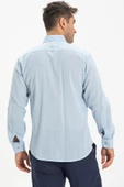 Uzun Kol Dar Kalıp Şile Bezi Tek Cepli Erkek Yazlık Gömlek Buz Mavi 3027 L Buz Mavi thumbnail 2