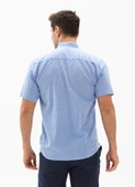 Kısa Kol Şile Bezi Hakim Yaka Tek Cepli Erkek Yazlık Gömlek Mavi 3032 L Mavi thumbnail 2