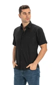 Büyük Beden Kısa Kol Şile Bezi Tek Cepli Erkek Yazlık Gömlek Siyah 3003 4XL Siyah thumbnail 5