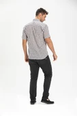 Büyük Beden Kısa Kol Şile Bezi Tek Cepli Erkek Yazlık Gömlek Füme Ekose 3039 6XL Füme Ekose thumbnail 2