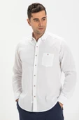 Uzun Kol Dar Kalıp Şile Bezi Tek Cepli Erkek Yazlık Gömlek Beyaz 3001 M Beyaz thumbnail 3