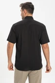 Kısa Kol Şile Bezi Hakim Yaka Tek Cepli Erkek Yazlık Gömlek Siyah 3003 M Siyah thumbnail 2