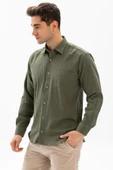 Uzun Kol Şile Bezi Tek Cepli Erkek Yazlık Gömlek Haki 3049 M Haki thumbnail 3