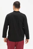 Büyük Beden Şile Bezi Uzun Kol Tek Cepli Hakim Yaka Erkek Yazlık Tshirt Siyah 3003 4XL Siyah thumbnail 2