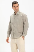 Uzun Kol Şile Bezi Tek Cepli Erkek Yazlık Gömlek Taş 3031 L Taş thumbnail 3