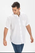 Büyük Beden Kısa Kol Şile Bezi Tek Cepli Erkek Yazlık Gömlek Beyaz 3001 4XL Beyaz thumbnail 1