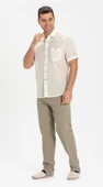 Büyük Beden Kısa Kol Şile Bezi Tek Cepli Erkek Yazlık Gömlek Krem 3002 6XL Krem thumbnail 3