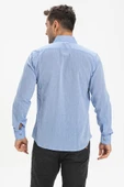 Uzun Kol Dar Kalıp Şile Bezi Tek Cepli Erkek Yazlık Gömlek Mavi 3032 L Mavi thumbnail 2