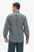 Uzun Kol Şile Bezi Hakim Yaka Tek Cepli Erkek Yazlık Gömlek Haki Ekose 3041 2XL Haki Ekose - 2