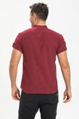 Kısa Kol Şantuklu Pamuk Bodrum Yazlık Erkek Gömlek Koyu Bordo 3068 2XL Bordo thumbnail 2