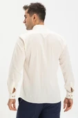 Uzun Kol Dar Kalıp Şile Bezi Tek Cepli Erkek Yazlık Gömlek Krem 3002 2XL Krem thumbnail 2
