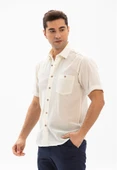 Kısa Kol Köy Bezi Erkek Yazlık Gömlek Krem 3002 M Krem thumbnail 1