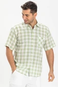 Kısa Kol Şile Bezi Tek Cepli Erkek Yazlık Gömlek Yeşil Ekose 3063 L Yeşil Ekose thumbnail 3