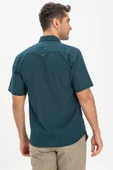 Kısa Kol Şile Bezi Tek Cepli Erkek Yazlık Gömlek Koyu Petrol 3069 XL Koyu Petrol thumbnail 2