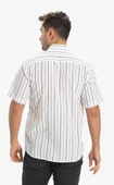 Büyük Beden Kısa Kol Şile Bezi Tek Cepli Erkek Yazlık Gömlek Beyaz Siyah Çizgili 3006 4XL Beyaz Çizgili - 2