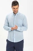 Uzun Kol Dar Kalıp Şile Bezi Tek Cepli Erkek Yazlık Gömlek Buz Mavi 3027 XL Buz Mavi thumbnail 3