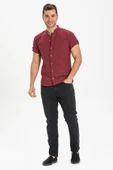 Kısa Kol Şantuklu Pamuk Bodrum Yazlık Erkek Gömlek Koyu Bordo 3068 3XL Koyu Bordo thumbnail 1
