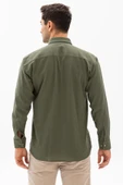 Uzun Kol Şile Bezi Tek Cepli Erkek Yazlık Gömlek Haki 3049 M Haki thumbnail 2