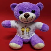 Aşık Çiftler Tişörtlü Mor Peluş Ayıcık - 1