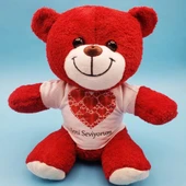 Kalpli Seni Seviyorum Tişörtlü Kırmızı Ayıcık - 1