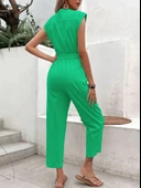 Keten Tek Sıra Düğmeli Tulum thumbnail 4