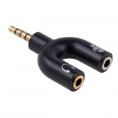 Aux to 2 Aux 3.5mm M/2F Adaptör (Kulaklık/Mikrofon) KULAKLIK VE MİKROFON BİRLEŞTİRİCİ - 1