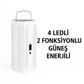 Güneş Enerjili Çok Fonksiyonlu Taşınabilir Kamp Lambası  Su Geçirmez LED Fener - 1