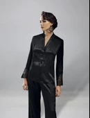 9200 Kadın Uzun Saten Gecelik Sabahlık 6'lı Takım - 2