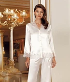 8060 Kadın Uzun Saten Gecelik Sabahlık 6'lı Takım - 6