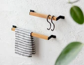 Ahşap Metal Havlu Tutacağı Metal Havlu Askısı 40 Cm Mutfak Banyo Çok Amaçlı Askılık Fincan Askılığı Mutfak Gereçleri Askılığı - 2